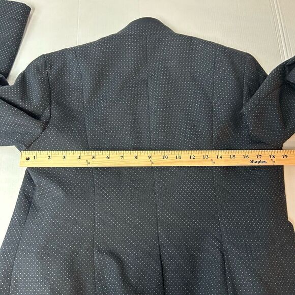 Talbots Blazer Navy Blue Wool Blend Polka Dot Jacket Blazer Size 12 - Picture 9 of 13